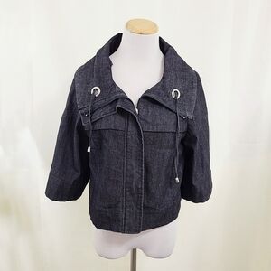 Sandro Sportswear black denim jacket short sleeve